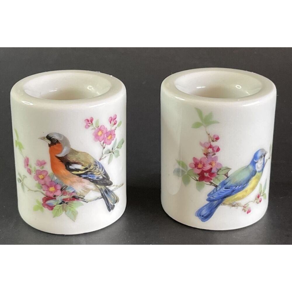 Vintage Pair West W. Germany Candle Candlestick Holders Birds Funny Designs Set